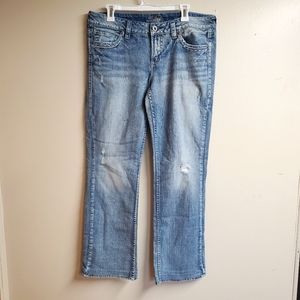 Light Wash Lola Silver Jeans with Mild Distressing